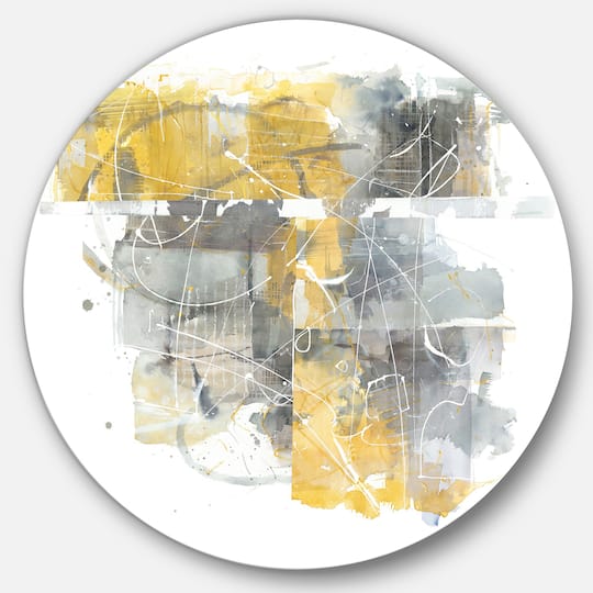 Designart - Moving In and Out of Traffic II Yellow Grey